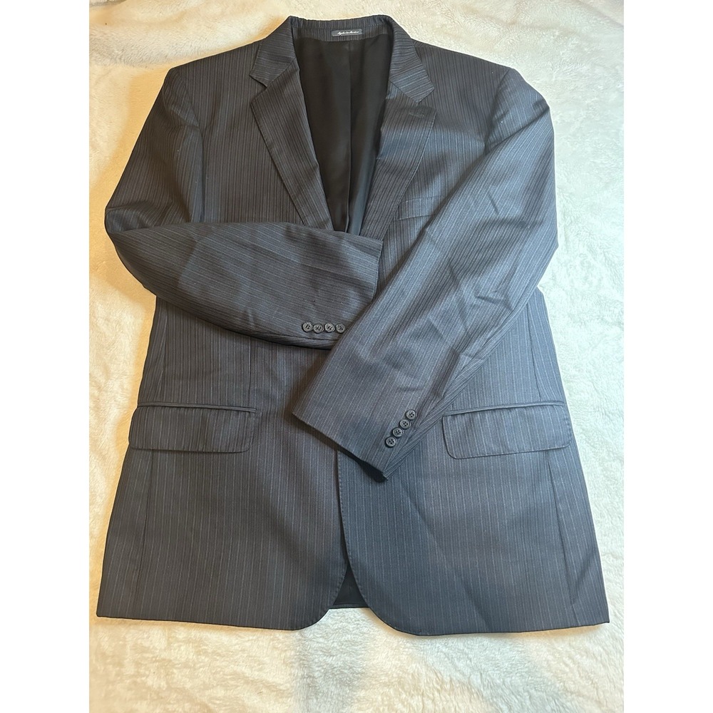 Ermenegildo Zegna Trofeo‎ Gray Pinstripe Australian Wool 44 L Suit Jacket Blazer